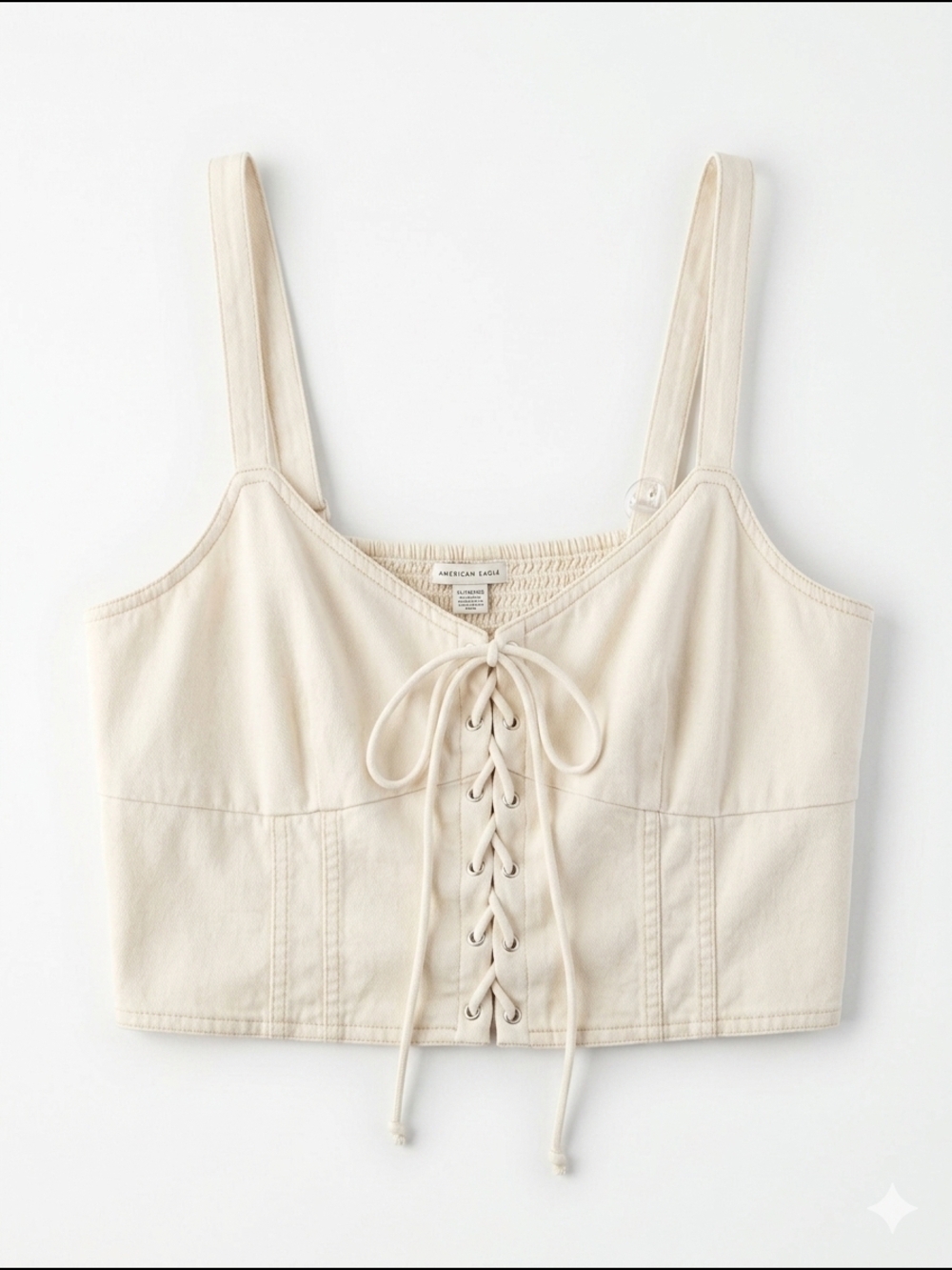 American Eagle Outfitters Cream Lace-Up Crop Tank